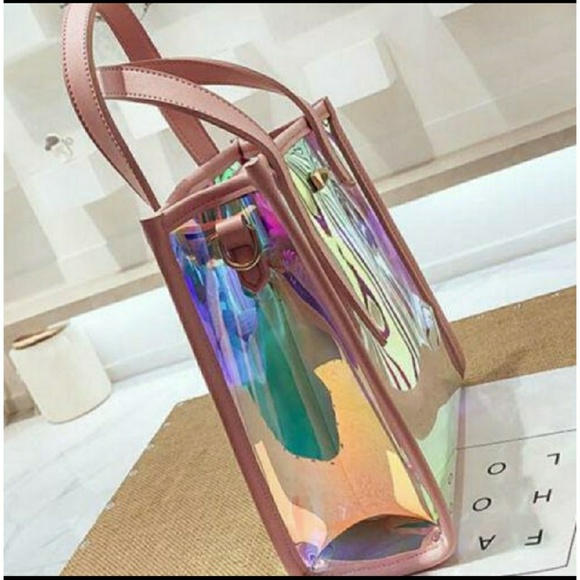 LAST 1!🎡Clear Blush Holographic Jelly Tote - Picture 2 of 6